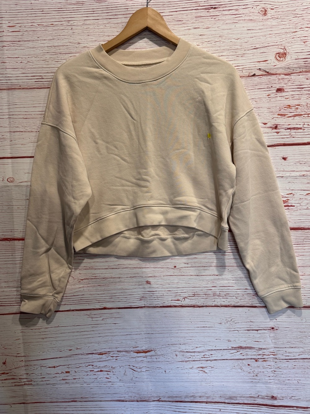 MATE the Label Fleece Cropped Sweatshirt in Bone Sz S